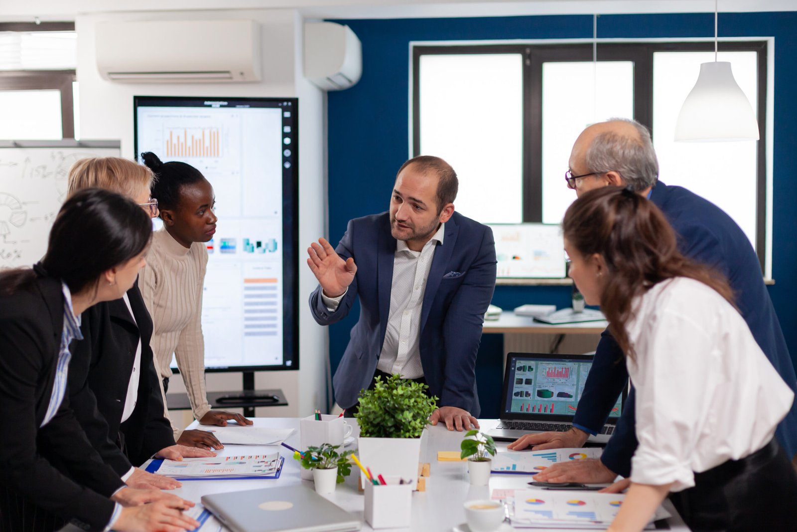 team of diverse startup company colleague entrepreneur discussing